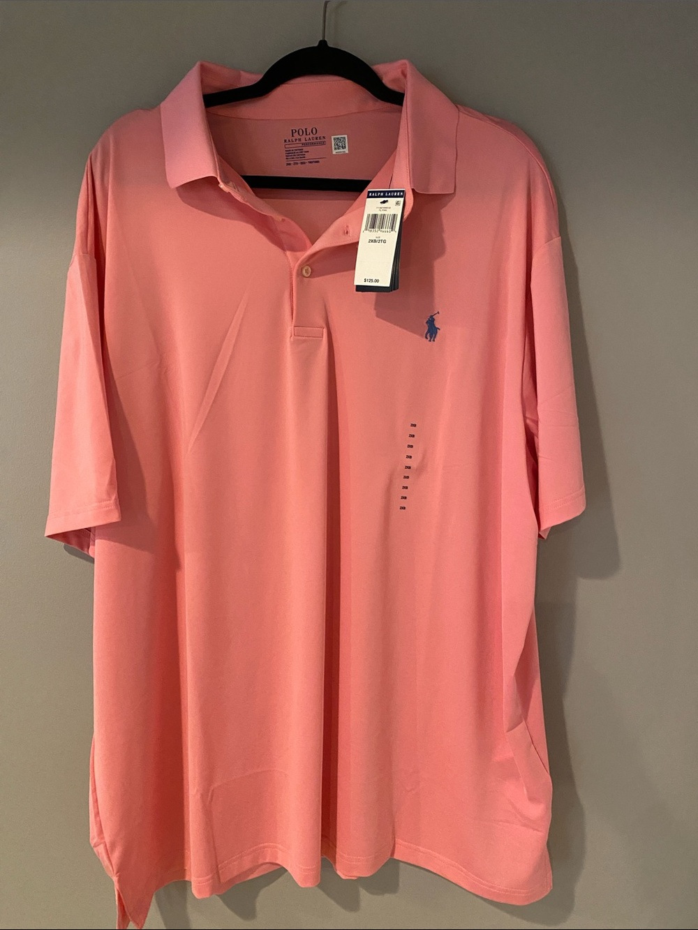 Polo by Ralph Lauren Men’s Coral Pink Polo with Contrast Logo